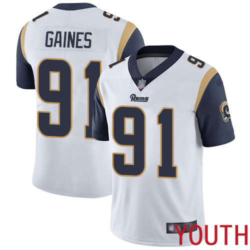 Los Angeles Rams Limited White Youth Greg Gaines Road Jersey NFL Football #91 Vapor Untouchable